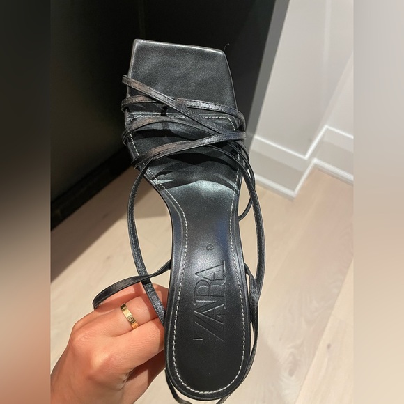 Zara heeled leather square toe sandals- size 37 - Picture 9 of 14